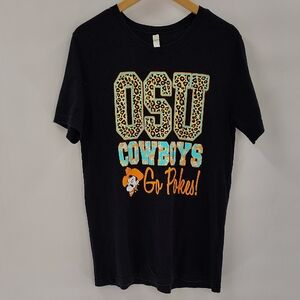 OSU Cowboys Oklahoma State Graphic Tee Leopard & Floral Print Pistol Pete